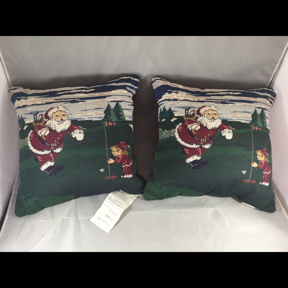 2 Santa Claus Golf Pillows